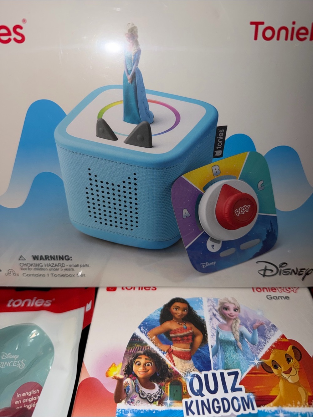 Disney Light Blue Toniebox Starter Set with Quiz Kingdom